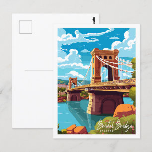 Bristol Bridge England Vintage-Reiseillustration Postkarte