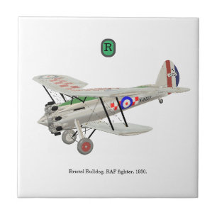 Bristol Bulldog, Biplane, mit Monogramm, Fliese