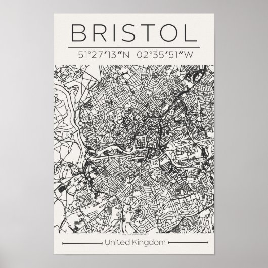 Bristol City Map Poster – Modern Minimal Urban Art (Vorne)