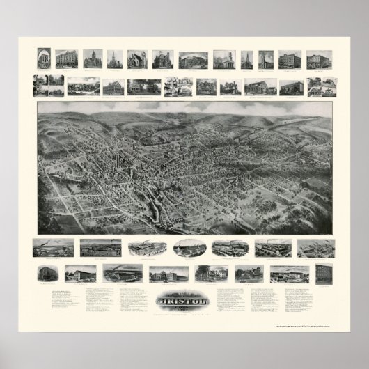 Bristol, CT Panoramic Map - 1907 Poster (Vorne)