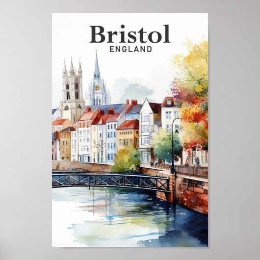 Bristol England Aquarellbilder Reisen Poster (Vorne)
