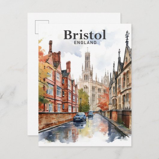 Bristol England Aquarellbilder Reisen Postkarte (Vorne/Hinten)