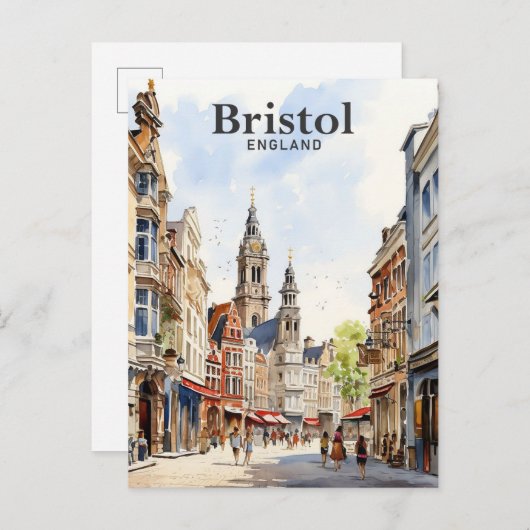 Bristol England Aquarellbilder Reisen Postkarte (Vorne/Hinten)