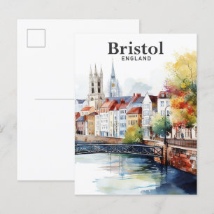 Bristol England Aquarellmalerei Reise Postkarte