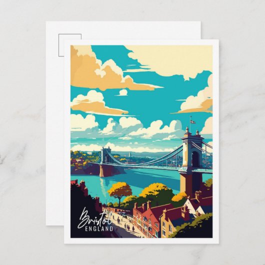 Bristol England Art Vintage Reise Illustration Postkarte (Vorne/Hinten)