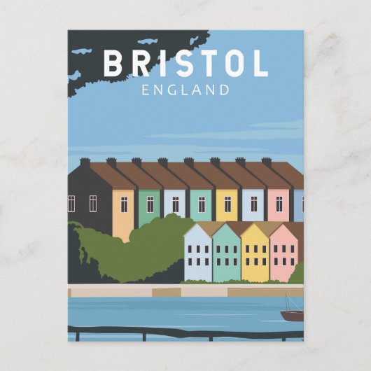 Bristol England Retro Travel Art Vintag Postkarte (Vorderseite)