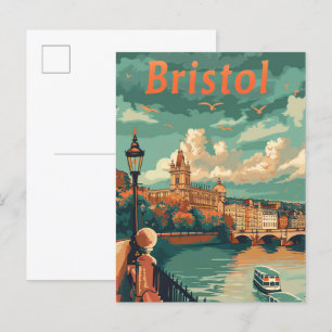 Bristol England Vintag Retro Travel Illustration Postkarte
