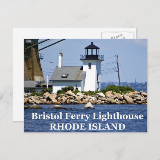 Bristol Ferry Lighthouse, Rhode Island Postcard Postkarte (Vorne/Hinten)