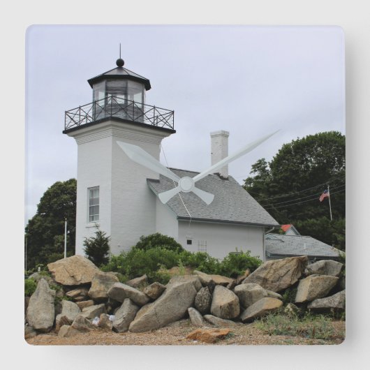 Bristol Ferry Lighthouse, Rhode Island Quadratische Wanduhr (Vorderseite)