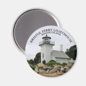 Bristol Ferry Lighthouse Rhode Island Round Magnet (Vorderseite/Rückseite)