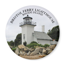 Bristol Ferry Lighthouse Rhode Island Round Magnet