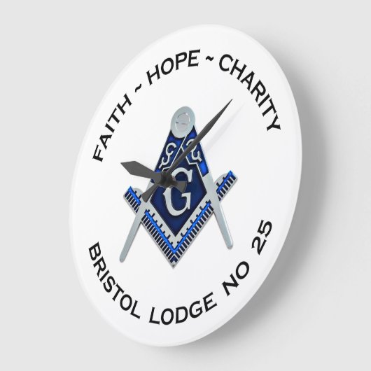 Bristol No 25 Masonic Wall Clock Große Wanduhr (Winkel)