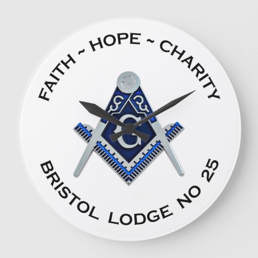 Bristol No 25 Masonic Wall Clock Große Wanduhr (Vorderseite)