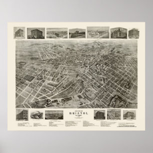 Bristol, panoramische Karte TN - 1912 Poster