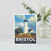 Bristol Rhode Island Leuchtturm Kunst Postkarte (Stehend Vorderseite)