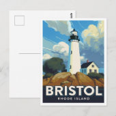 Bristol Rhode Island Leuchtturm Kunst Postkarte (Vorne/Hinten)