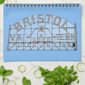 Bristol Slogan Sign with Tracks on Blue Geschirrtuch (Gefaltet)