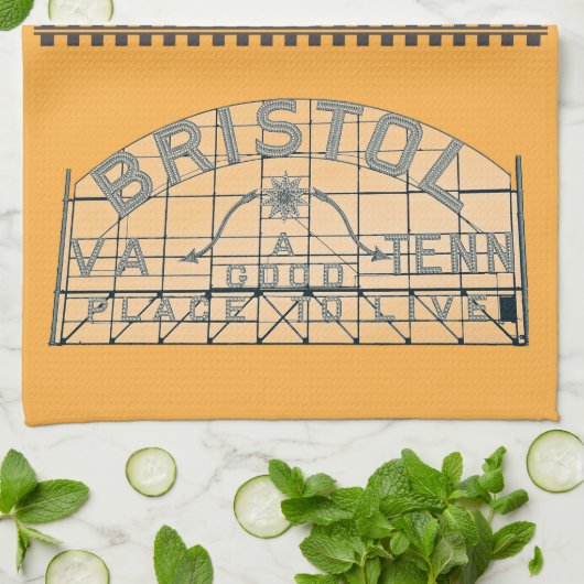 Bristol Slogan Sign with Tracks on Orange Geschirrtuch (Gefaltet)