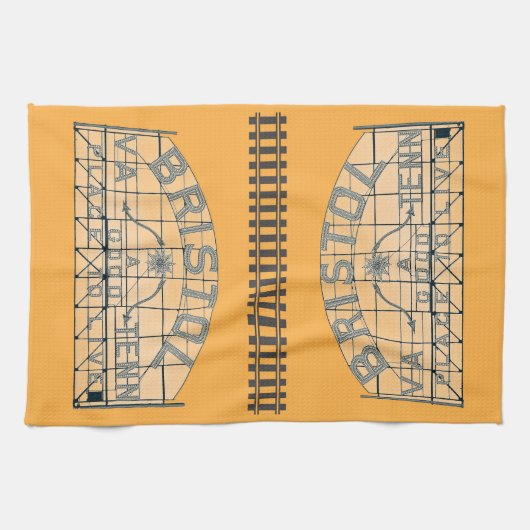 Bristol Slogan Sign with Tracks on Orange Geschirrtuch (Horizontal)