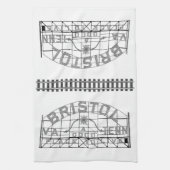 Bristol Slogan Zeichen mit Spuren auf weiß Geschirrtuch (Vertikal)