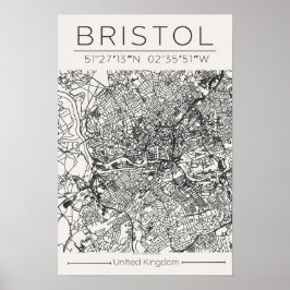 Bristol Stadtplanposter – Moderne Minimalistische Poster