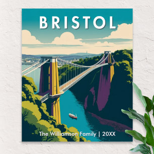 Bristol UK Clifton Hängebrücke Retro Reise Poster