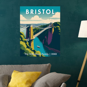 Bristol UK Clifton Suspension Bridge Retro Custom Poster