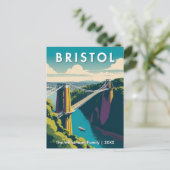 Bristol UK Clifton Suspension Bridge Retro Custom Postkarte (Stehend Vorderseite)