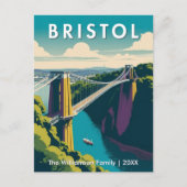 Bristol UK Clifton Suspension Bridge Retro Custom Postkarte (Vorderseite)