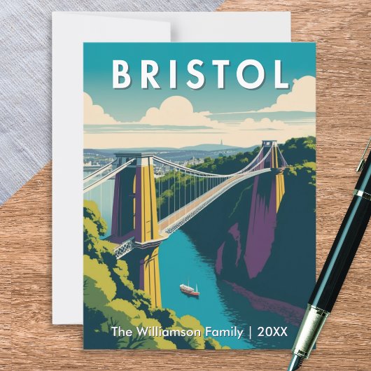 Bristol UK Clifton Suspension Bridge Retro Custom Postkarte