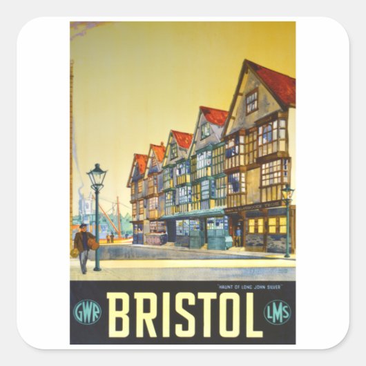 Bristol - UK - Vintage Travel Quadratischer Aufkleber (Vorderseite)