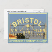Bristol, VA & TN Historisches Zeichen Postkarte (Vorne/Hinten)