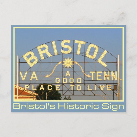 Bristol, VA & TN Historisches Zeichen Postkarte (Vorderseite)