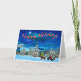 Bristol Vermont an einer Winternacht Feiertagskarte