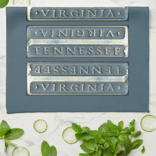 Bristol Virginia Tennessee Marker blau grau Geschirrtuch (Gefaltet)