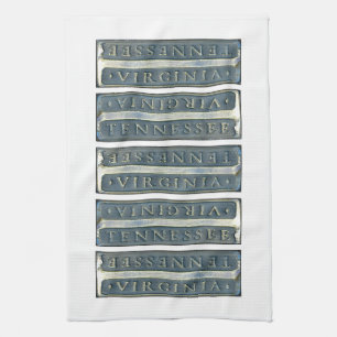 Bristol Virginia Tennessee Marker weiß Geschirrtuch