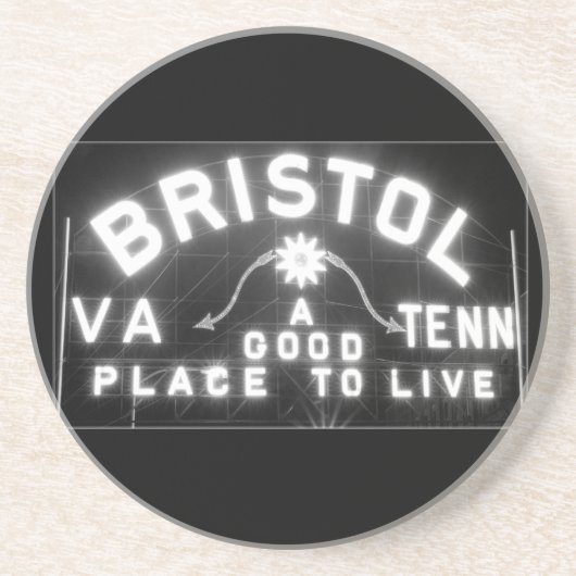 Bristol Virginia Tennessee Slogan Schild in der Na Untersetzer (Vorne)