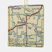 Bristow Oklahoma Retro Map Keramikornament (Links)