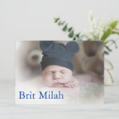Brit Milah Foto Baby Boy Hebrew jüdisch Einladung (Stehend Vorderseite)