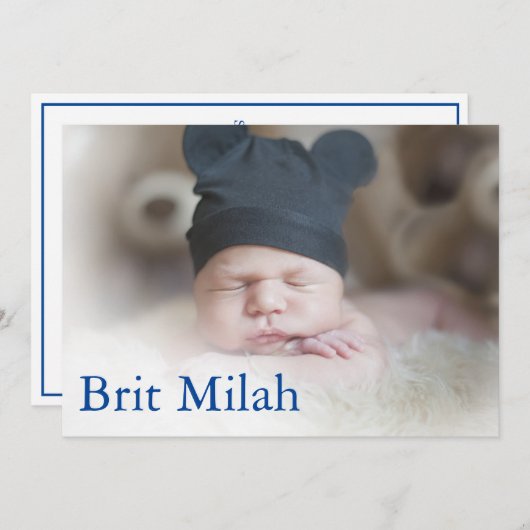 Brit Milah Foto Baby Boy Hebrew jüdisch Einladung (Vorne/Hinten)