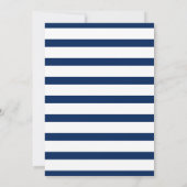 Brit Milah Navy Blue White Stripe Gold Einladung (Rückseite)