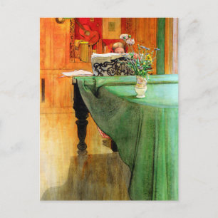 Brita am Klavier von Carl Larsson, Vintage Art Postkarte
