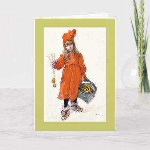 Brita (Iduna) mit Kerzen und Äpfeln Feiertagskarte