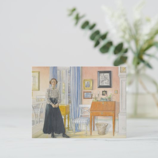 Brita Neben einem Schreibtisch Postkarte (Stehend Vorderseite)