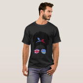 Britain And Aruba Mix Afro Hair Half British Half T-Shirt (Vorne ganz)