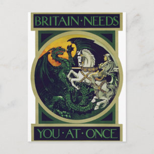 Britain braucht dich sofort – St. George Vintage A Feiertagspostkarte
