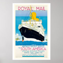 Britain's Fastest Service to South America Vintage Poster