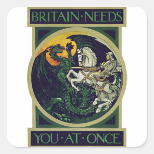 Britannien braucht Euch sofort – St. George Vintag Quadratischer Aufkleber