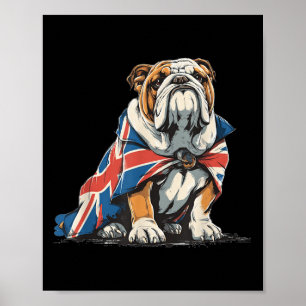 Britannien Kapkostüm mit Bulldogge für Jungen und Poster