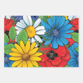 Brite Floral Wrapping Paper Flat Sheet Set 3 Geschenkpapier Set (Vorderseite)